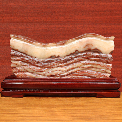 天然石材奇石摆件猪肉石34*19*4cm5665g五花肉桌面装饰雕刻石摆件