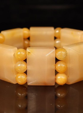 天然桂林鸡血玉石25*18*9mm8颗 圆珠24颗82g手链田湾料男士手链