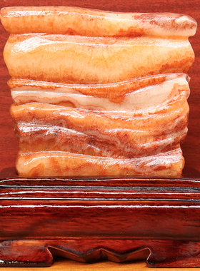 天然石材奇石摆件猪肉石13*13*2cm865g五花肉桌面装饰雕刻石摆件