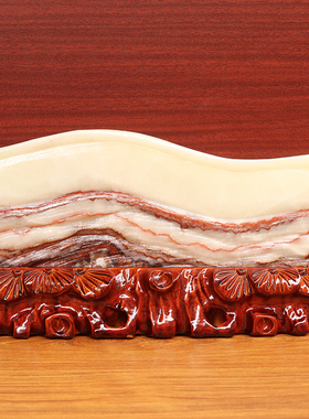 天然石材奇石摆件猪肉石33*18*3cm3202g五花肉桌面装饰雕刻石摆件