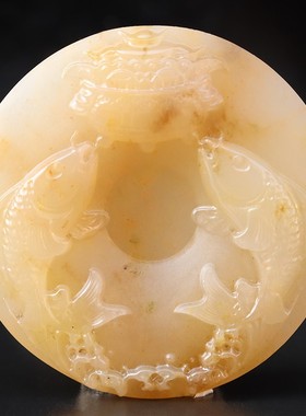 天然55*55*10mm51g玉石挂件桂林鸡血玉石贵妃料鲤鱼装饰精雕挂件