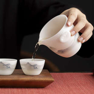 露营泡茶壶 国风山水快客杯办公家用便携式 唐舍 冰种旅行茶具套装