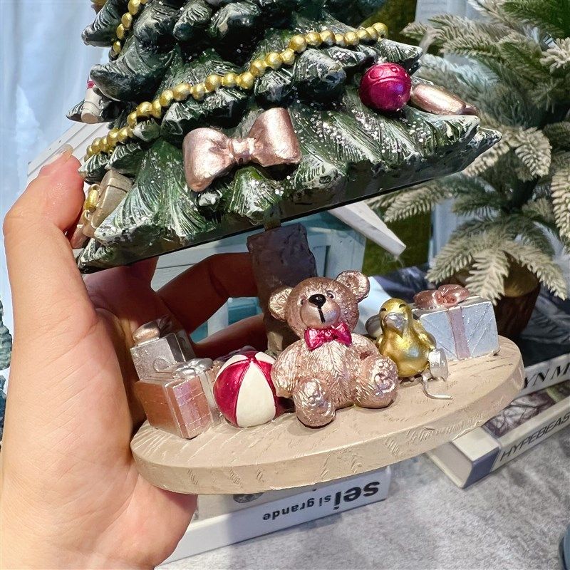 定制款可旋转圣诞树音乐盒发条八音盒雪花水晶球圣诞节装饰品礼物