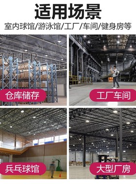 led鳍片工矿灯超亮室内球场工厂黑色吊灯200w工业车间厂房照明灯