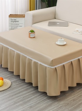 皮革长方形台布PU茶几罩防尘桌布防水防烫黑色pvc简约盖布电视柜