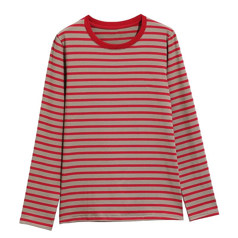 纯棉圆领条纹长袖t恤女2024新款宽松遮肚子中老年妈妈打底衫秋衣,女装/女士精品,T恤,淘宝优惠券,粉丝福利购,淘宝优惠卷