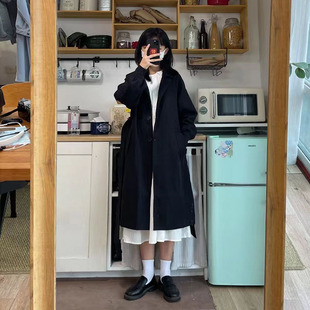 150cm矮个子风衣外套女秋冬季小个子2023中长版学生宽松大衣显瘦