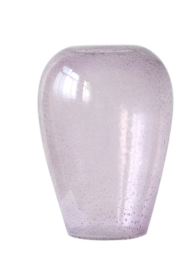 法式中古风紫色气泡玻璃花瓶红色设计师浪漫少女家居客厅餐桌装饰