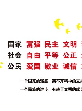 社会主义核心价值观墙贴纸3d党建文化单位会议室墙面装饰设计布置