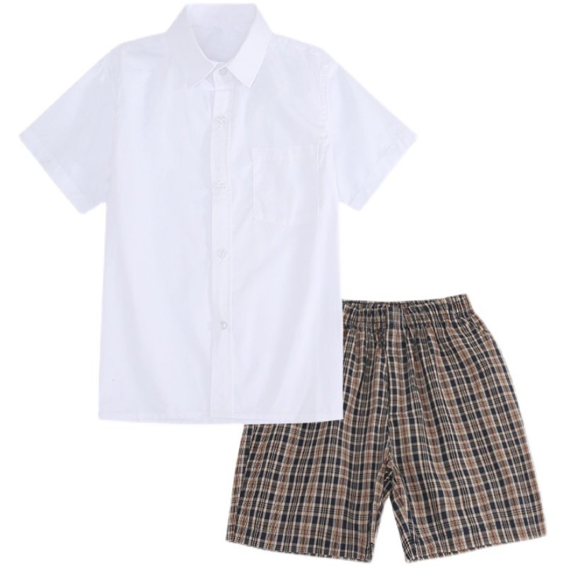 深圳校服小学生统一礼服夏季夏天女生男童儿童短裤白衬衫短裙套装