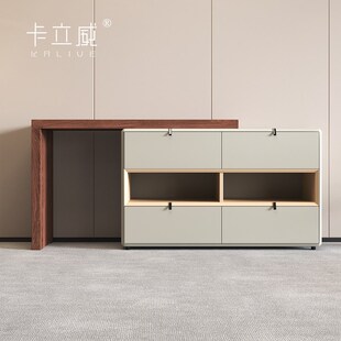 意式极简梳妆台斗柜胡桃木色原木风收纳柜伸缩化妆桌一体卧室书桌