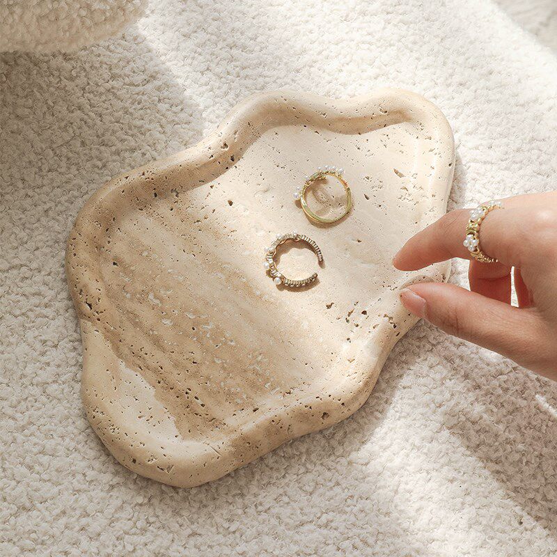 北欧风洞石桌面饰品化妆品收纳托盘玄关置物盘子装饰摆件香薰垫盘,家居饰品,果盘/果篓,淘宝优惠券,粉丝福利购,淘宝优惠卷