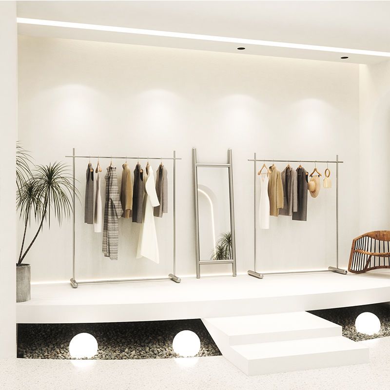 服装店展示架陈列架不锈钢落地式中岛架网红女装店挂衣架衣服架子