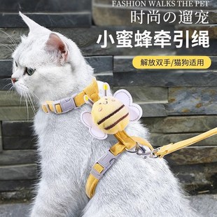 网红猫咪牵引绳外出专用防挣脱遛猫绳溜猫狗狗工字形防丢可爱胸背
