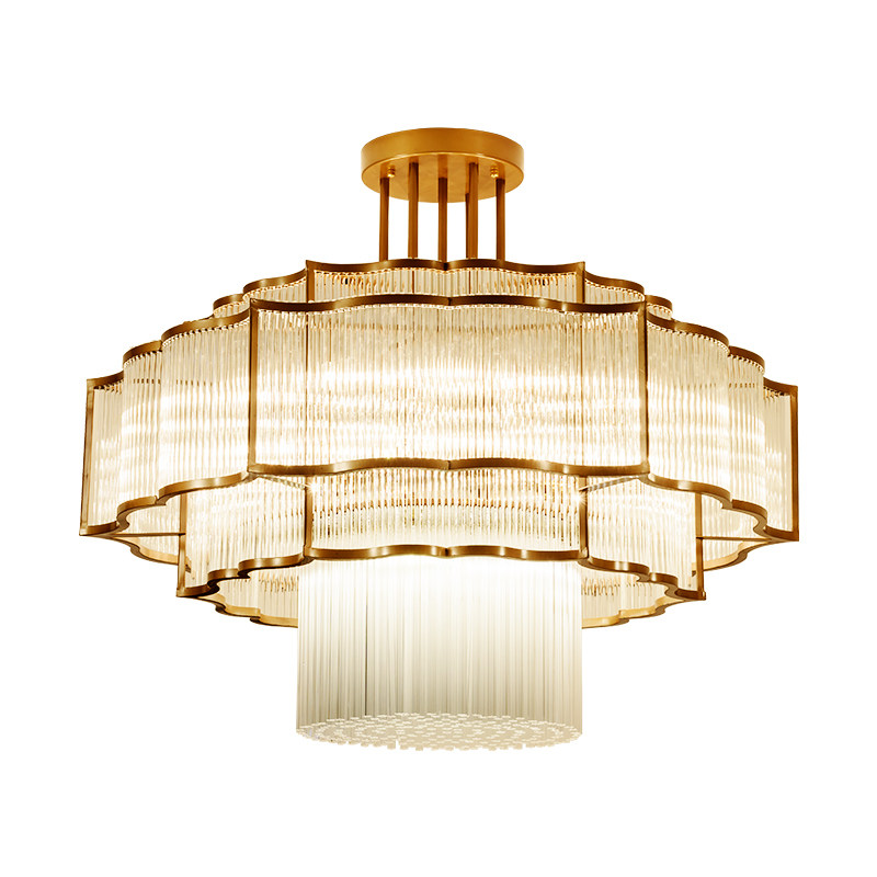 新中式圆形水晶吊灯客厅灯大气灯具饭店餐厅酒楼大堂包厢包间吊灯