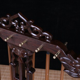 黑紫檀实木笔架新中式木制毛笔挂双龙复古毛笔架子笔挂架文房用品