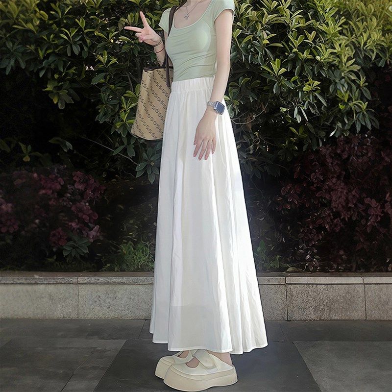 白色半身裙女夏季薄款胖妹妹mm梨形身材高腰宽松显瘦垂感a字长裙,女装/女士精品,大码半身裙,淘宝优惠券,粉丝福利购,淘宝优惠卷