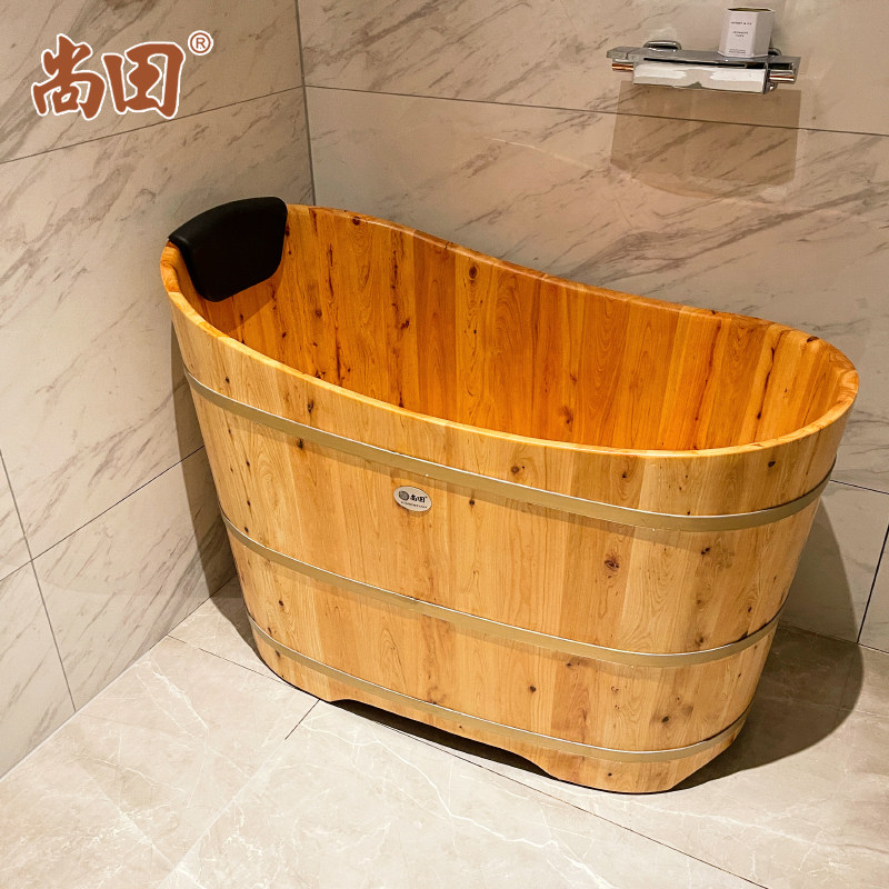 尚田香柏木泡澡大木桶实木浴缸成人洗澡盆沐浴盆泡澡桶1米1望月