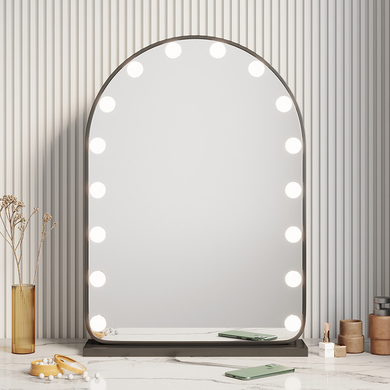 高清大号拱形led化妆镜台式桌面梳妆台镜子带灯智能梳妆台镜灯泡