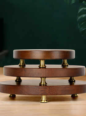 实木圆形底座金丝檀木花盆花瓶酒坛托架佛像工艺品石头摆件大底座
