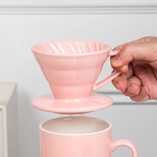 耐热咖啡分享壶云朵杯 V60滴漏式 手冲咖啡壶套装 粉色陶瓷过滤滤杯