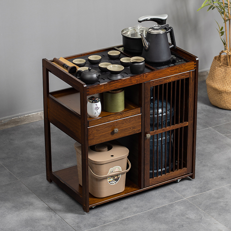 移动茶台茶车家用茶水柜实木小茶桌带轮茶几功夫茶具套装烧水一体
