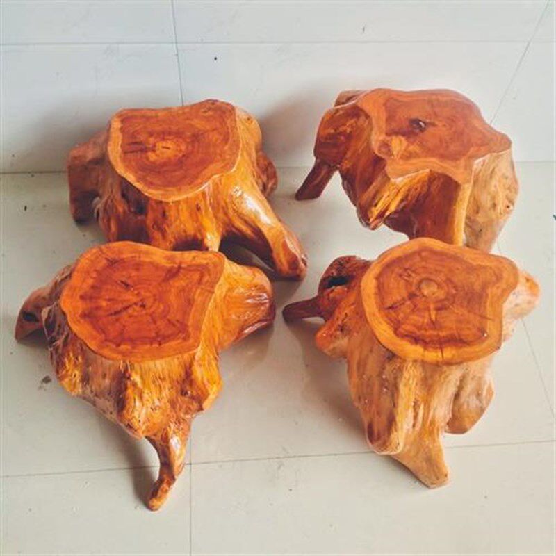 根雕凳子 实木墩子原木树桩木桩底座茶几茶桌配凳大板支架圆木凳