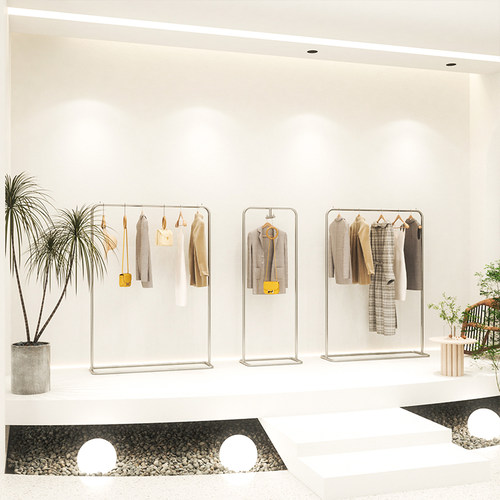 服装店展示架不锈钢挂衣架落地架男女童装店货架专用陈列架子中岛