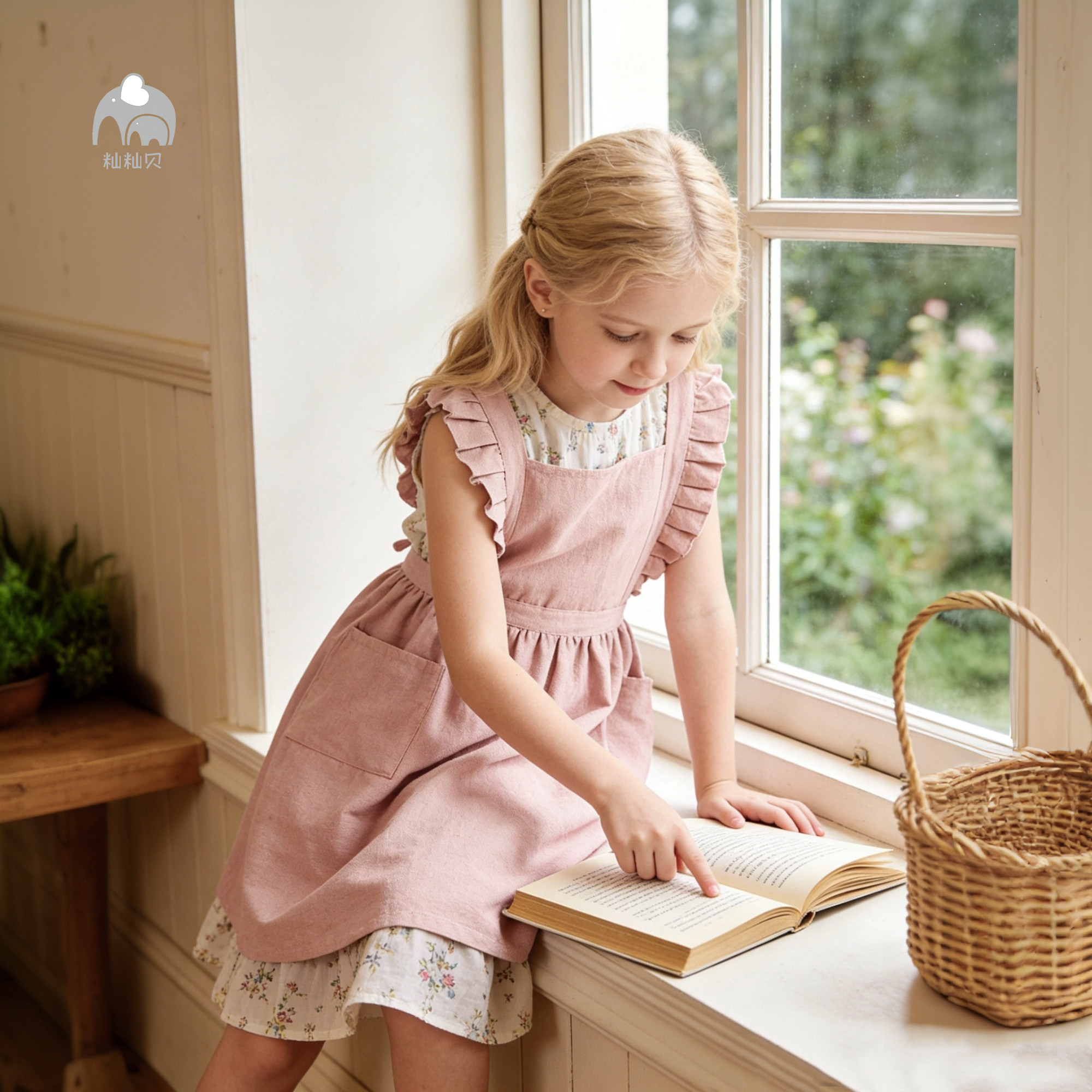 儿童亲子围裙女孩厨房家用烘焙可爱法式公主风2026新款纯棉可定制