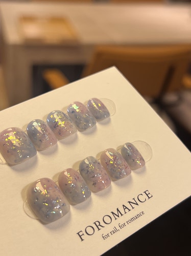 Foromance.【春日浪漫】清透温柔 手绘小花 短方圆 扁甲友好