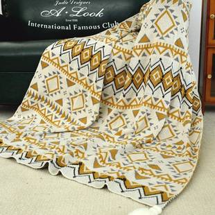 A46针织线毯摩洛毯子沙发盖毯女人披肩盖毯夏季 办公室搭毯毛毯