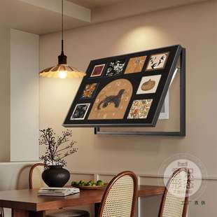 中古风电表箱装饰画带钟表感弱电源遮挡挂画免打孔配电箱盖板