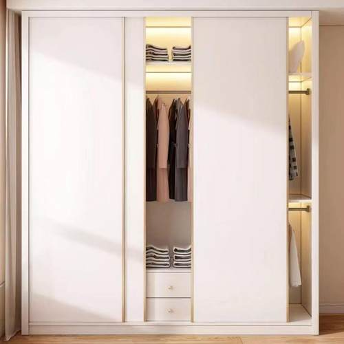 衣柜家用卧室欧松板推拉门衣橱现代简约柜子
