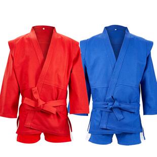 桑搏服Sambo摔跤格斗搏击短裤儿童成人男女红蓝专业训练服比赛服