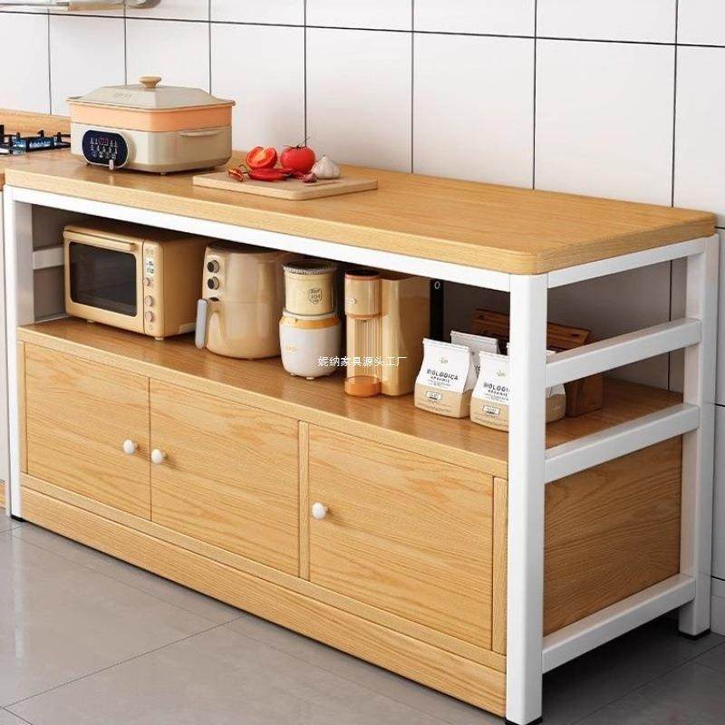 厨房多功能置物架橱柜落地切菜桌子工作台多层微波炉收纳柜窄边柜