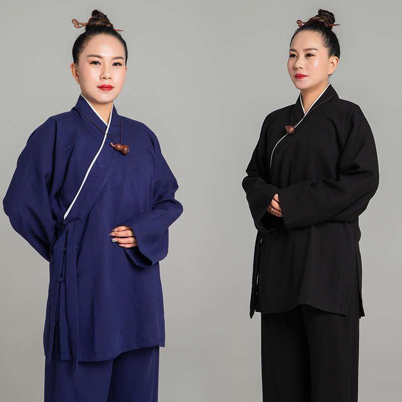 武农春季新款太极服 亚麻斜领道袍居士服僧衣练功服男女直销