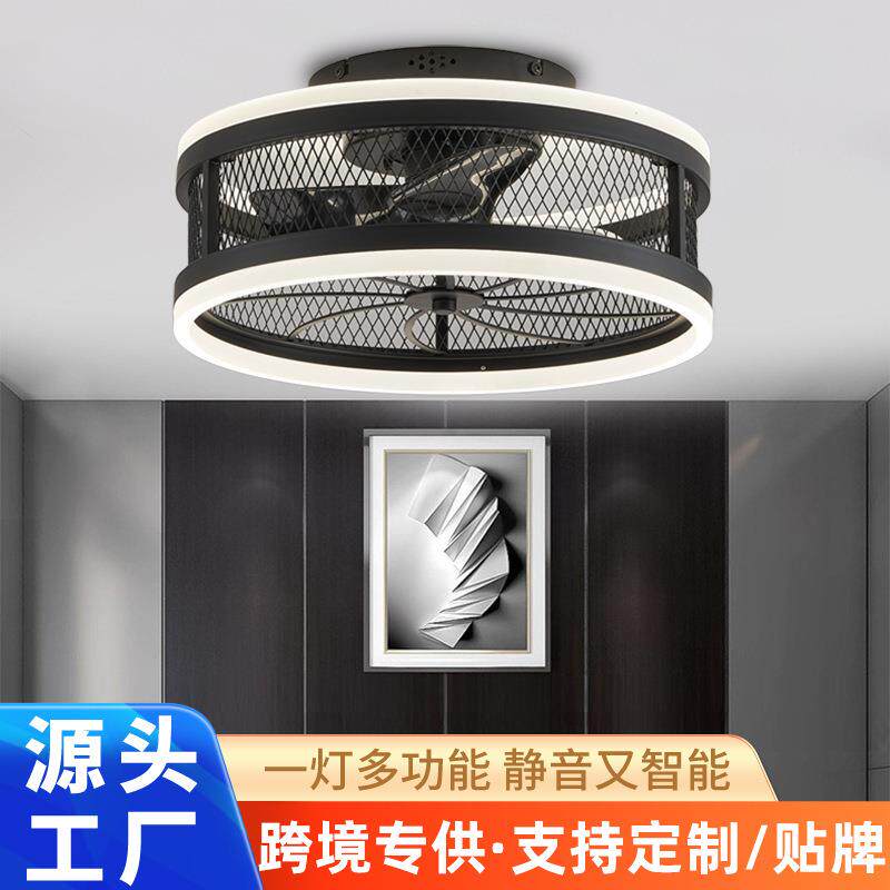 仿古铁艺笼子吸顶风扇灯餐厅吊顶电扇灯热销吊扇灯工厂