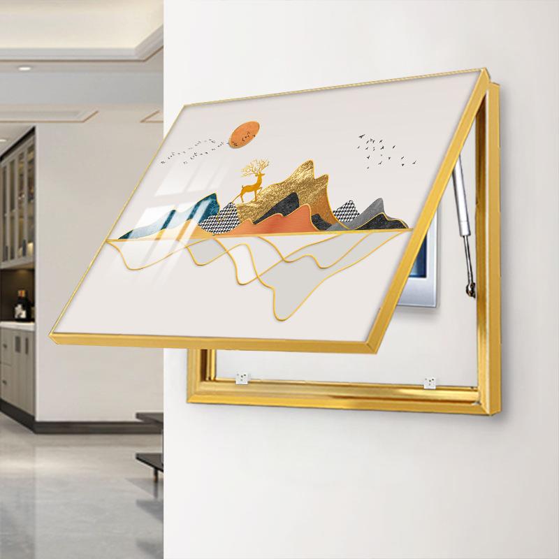 电表箱装饰画现代轻奢山水免打孔配电箱高档客厅墙壁空开电闸挂画