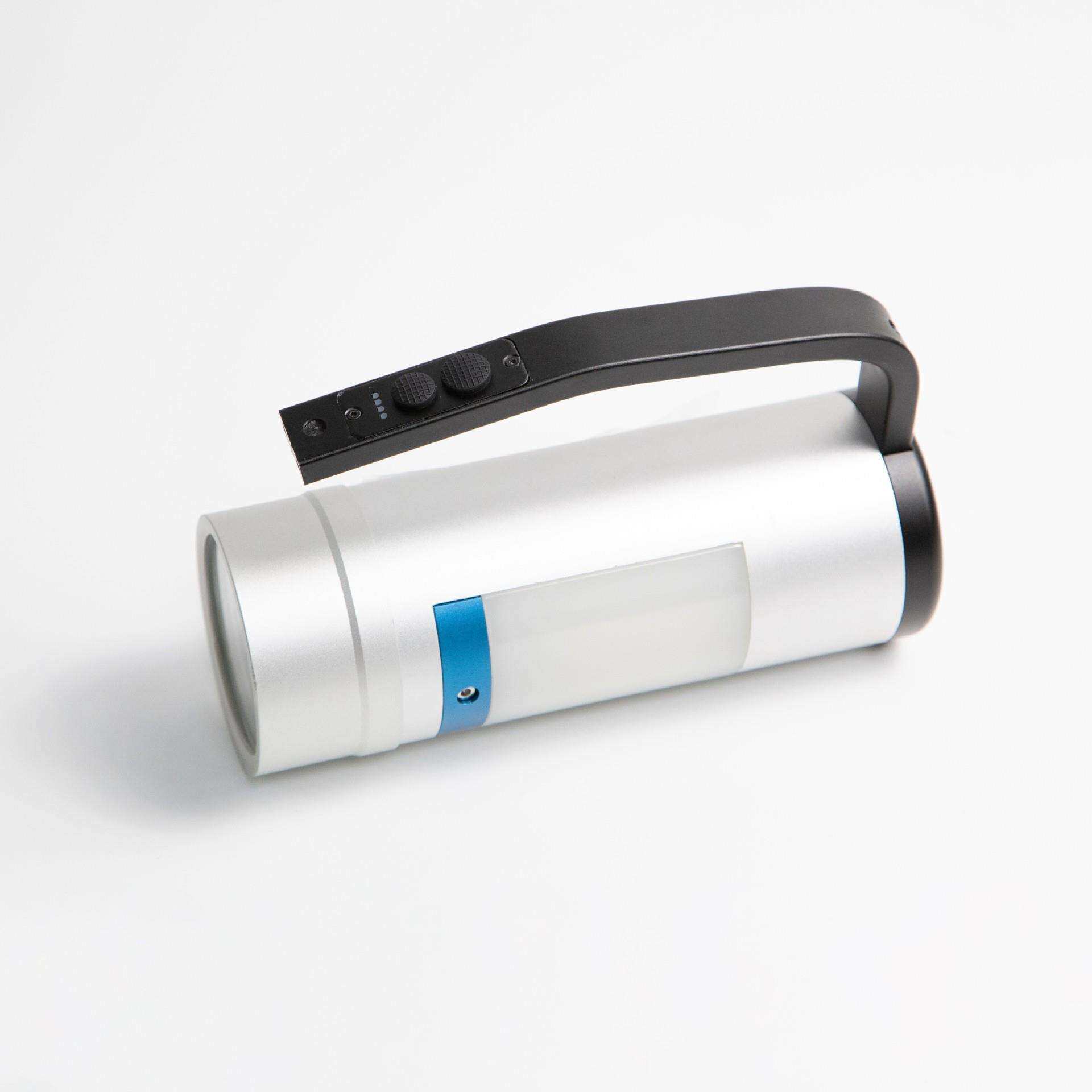 YJ-RJW7106多功能手提灯冷暖调节无极调光泛光红蓝警示探照灯