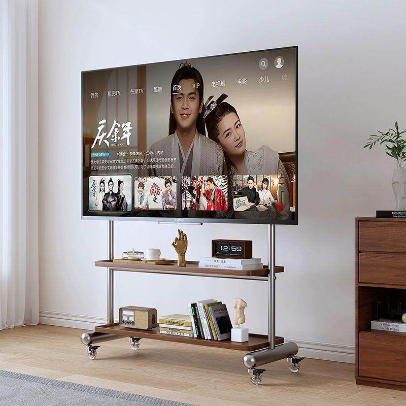 电视带轮支架不锈钢可移动落地小户型卧室客厅家用43-75寸免打孔
