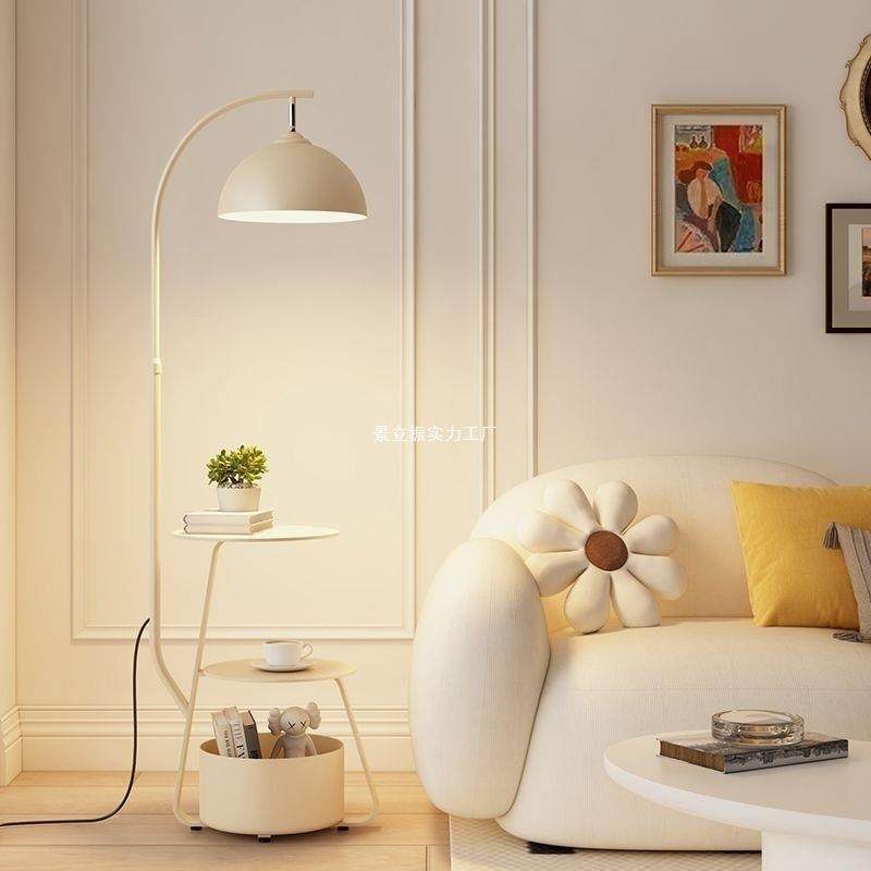 落地灯客厅茶几置物架摆件一体奶油沙发卧室床头柜古风立式台灯具