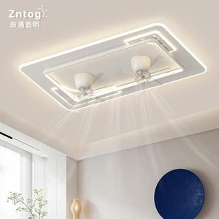 全光谱风扇灯客厅灯一体静音电扇吸顶灯现代简约摇头卧室灯餐厅灯