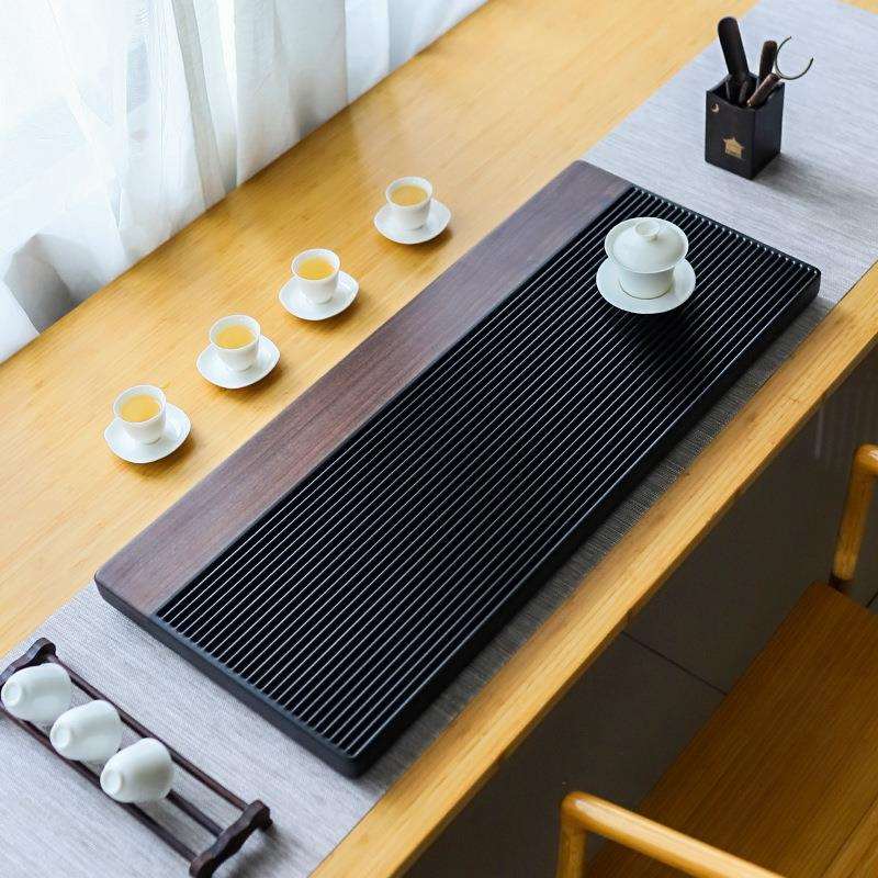 北美胡桃实木茶盘镶嵌电木茶台家用简约干泡客厅茶海办公茶具托盘