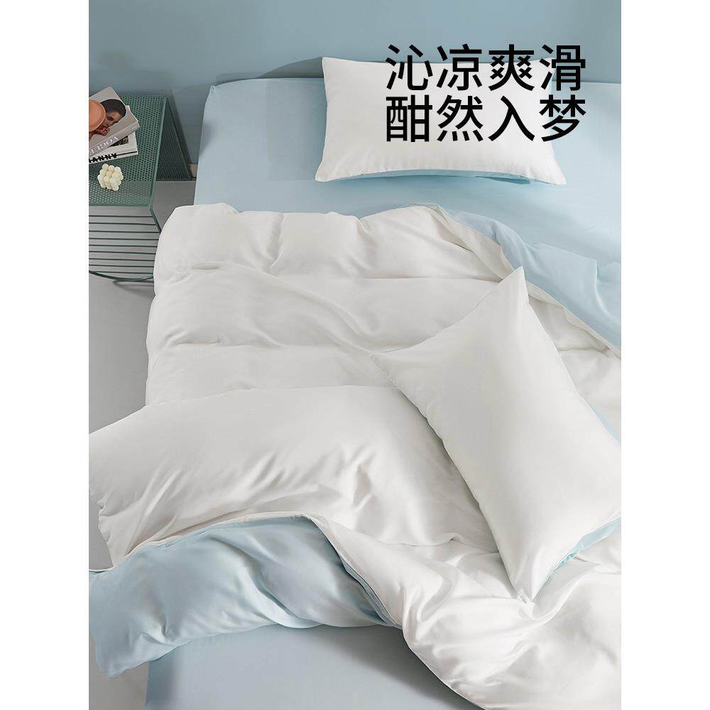 ZQ莱赛尔冰丝四件套丝滑裸睡床上用品夏季被套床笠款床品套件