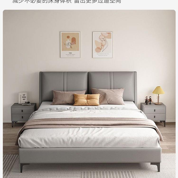 意式实木床科技布1.8米主卧经济型单双人床软包出租屋床1.5m加厚