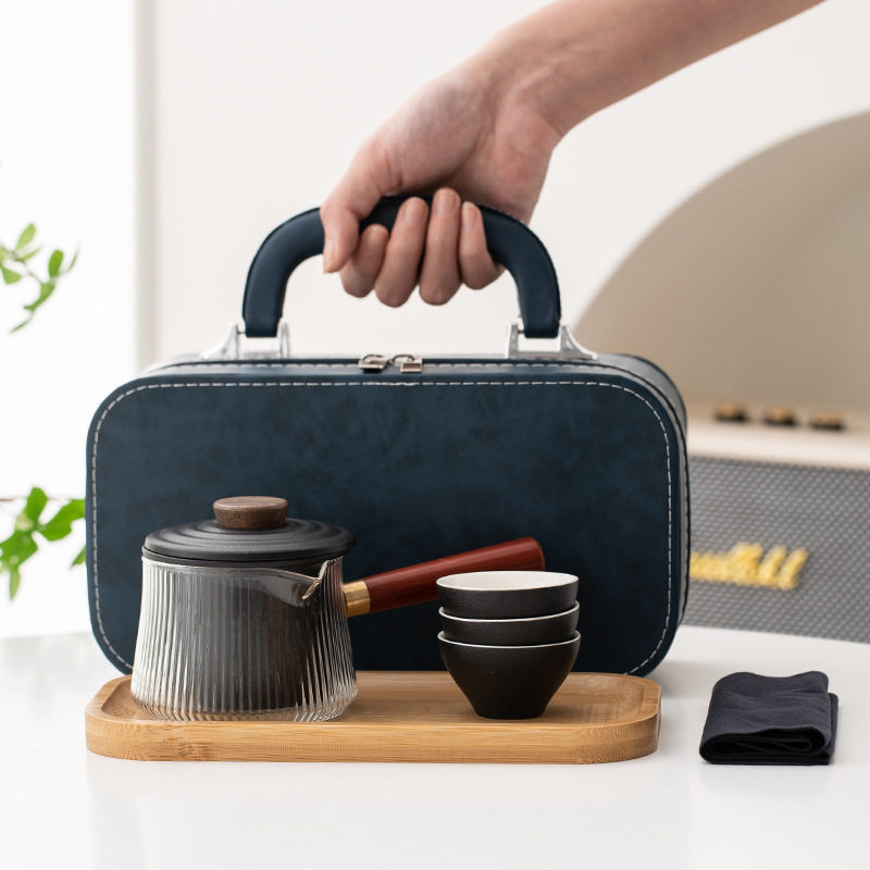 侧把壶便携式旅行茶具小套装玻璃户外随身功夫泡茶壶篱露营快客杯