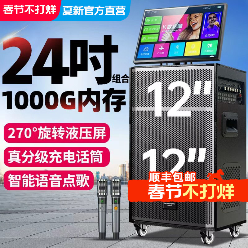 夏新双12寸广场舞音响带显示屏蓝牙户外k歌音箱家用ktv功放一体