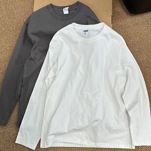 T恤男女春秋长袖 宽松打底衫 衣服男女 圆领男大码 260Ｇ重磅纯棉长袖