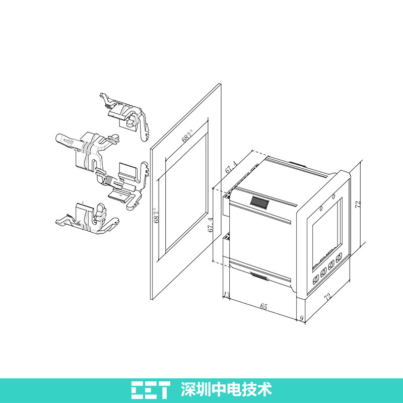 深圳中电PMC-S723三相多功能电表交流液晶盘装式智能电表厂家直销