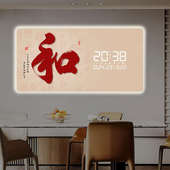 福字万年历电子钟插电时钟客厅2025新款 家用时尚 日历挂墙夜光挂钟